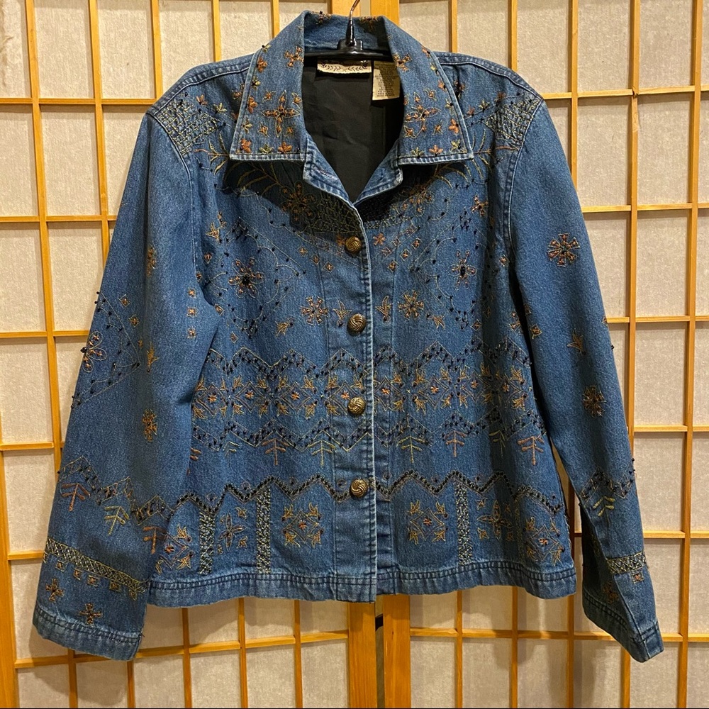 new directions Embroidered Blue Denim Jacket
